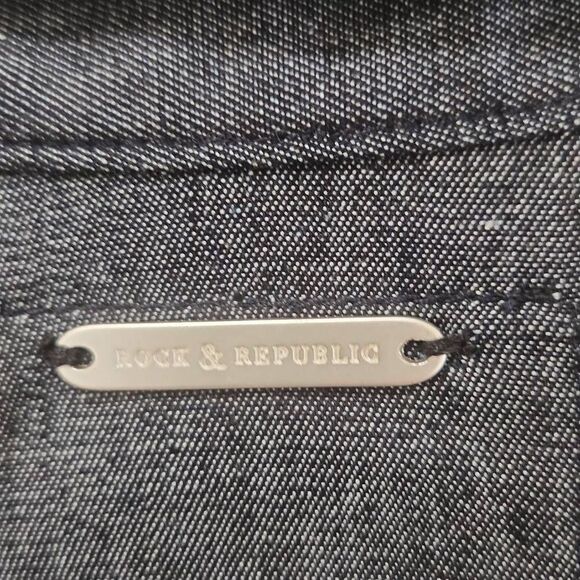 Rock & Republic Dark Blue Denim Dress,  Bodycon, Front zip, zips both ways,  NWO - Picture 7 of 9